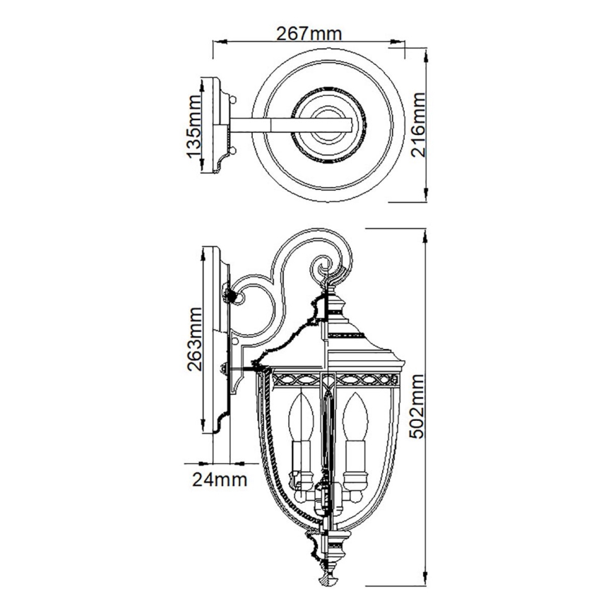 Feiss - Επιτοίχιο φωτιστικό εξωτερικού χώρου ENGLISH BRIDLE 3xE14/60W/230V IP44