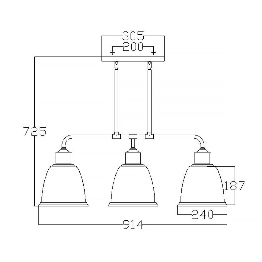 Feiss - Κρεμαστό φωτιστικό HOBSON 3xE27/60W/230V