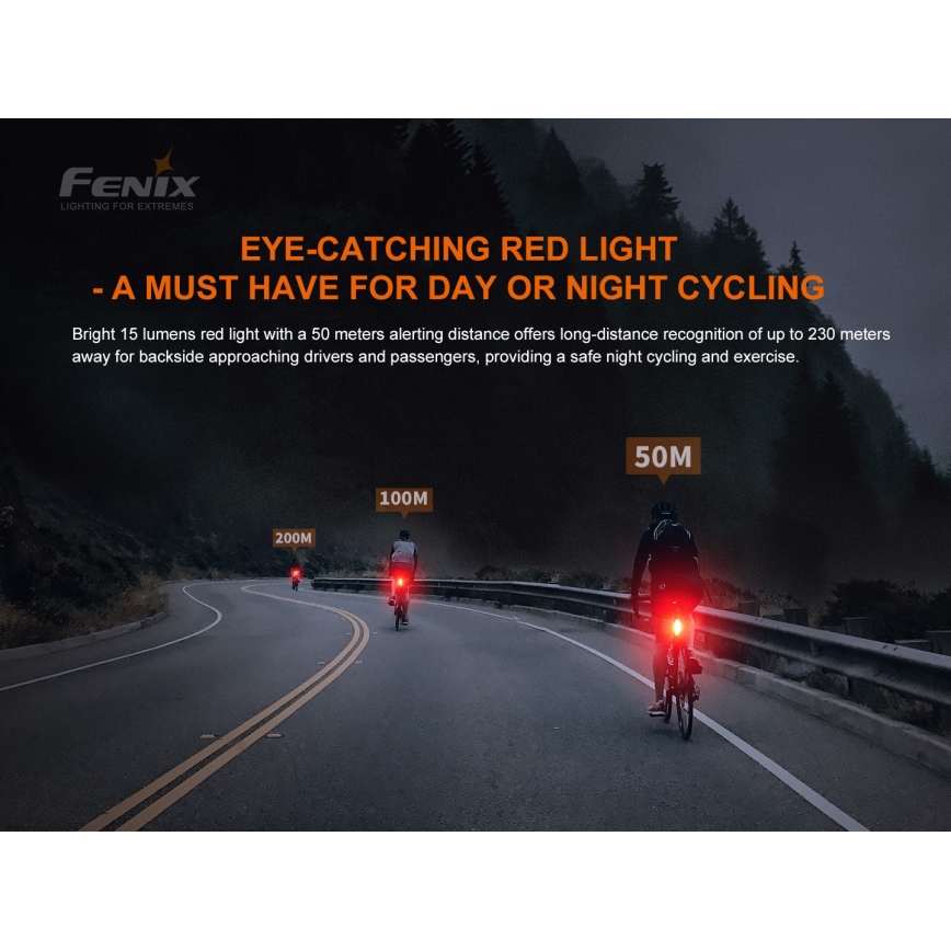 Fenix BC05RV20 - LED Επαναφορτιζόμενος φακός ποδηλάτου LED / USB IP66 15 lm 120 ώρες