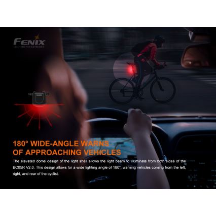 Fenix BC05RV20 - LED Επαναφορτιζόμενος φακός ποδηλάτου LED / USB IP66 15 lm 120 ώρες