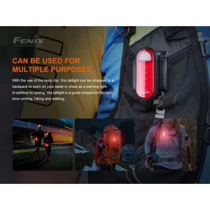 Fenix BC05RV20 - LED Επαναφορτιζόμενος φακός ποδηλάτου LED / USB IP66 15 lm 120 ώρες