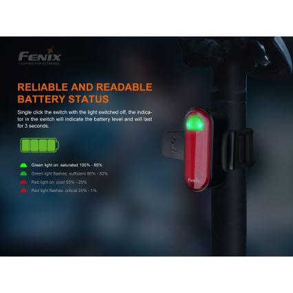 Fenix BC05RV20 - LED Επαναφορτιζόμενος φακός ποδηλάτου LED / USB IP66 15 lm 120 ώρες