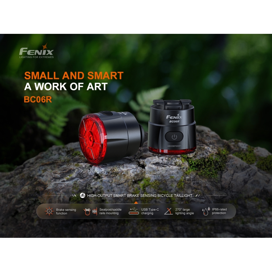 Fenix BC06R - LED Dimmable επαναφορτιζόμενο φως ποδηλάτου LED/USB IP66 90 lm 24,5 h 560 mAh