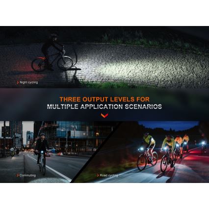 Fenix BC15R - LED Dimmable επαναφορτιζόμενο φως ποδηλάτου LED/USB IP66 400 γυαλιστερό 31,5 h 2600 mAh