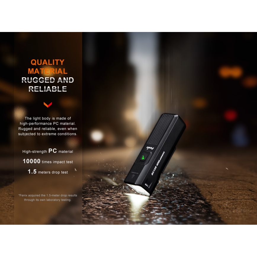 Fenix BC15R-LED Dimmable επαναφορτιζόμενο φως ποδηλάτου LED/USB IP66 400 lm 31,5 hours