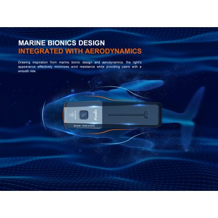 Fenix BC22R - Ρυθμιζόμενο επαναφορτιζόμενο LED φανάρι ποδηλάτου LED/USB 3400 mAh IP66 1400 lm 41 h μαύρο