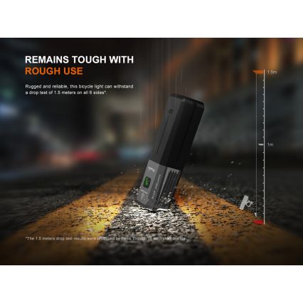 Fenix BC22R - Ρυθμιζόμενο επαναφορτιζόμενο LED φανάρι ποδηλάτου LED/USB 3400 mAh IP66 1400 lm 41 h μαύρο