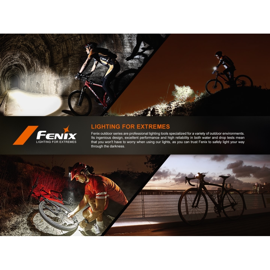 Fenix BC22R - Ρυθμιζόμενο επαναφορτιζόμενο LED φανάρι ποδηλάτου LED/USB 3400 mAh IP66 1400 lm 41 h μαύρο