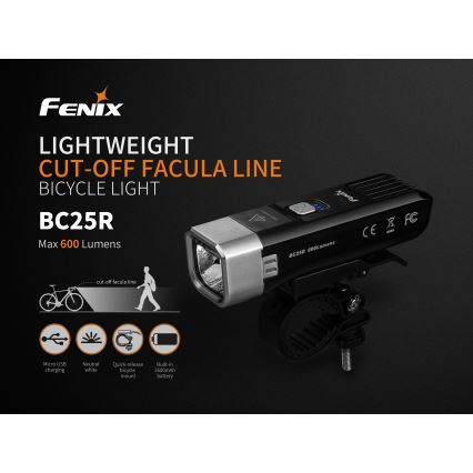 Fenix BC25R - LED Επαναφορτιζόμενο φωτιστικό ποδηλάτου LED / USB IP66