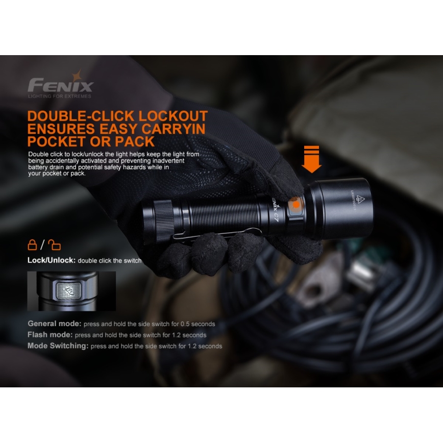 Fenix C7 - Επαναφορτιζόμενος φακός LED ντιμαριζόμενος 1xLED/1x21700 IP68 3000 lm 68 ώρες