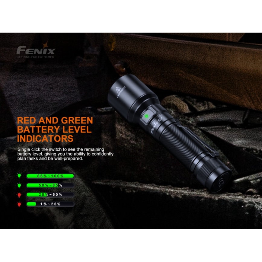 Fenix C7 - Επαναφορτιζόμενος φακός LED ντιμαριζόμενος 1xLED/1x21700 IP68 3000 lm 68 ώρες