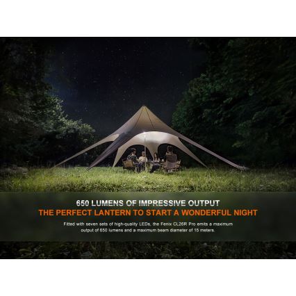 Fenix CL26RPROCAM - LED Dimming φορητό επαναφορτιζόμενο φωτιστικό LED/USB IP66 650 lm 408 h 5000 mAh γκρι