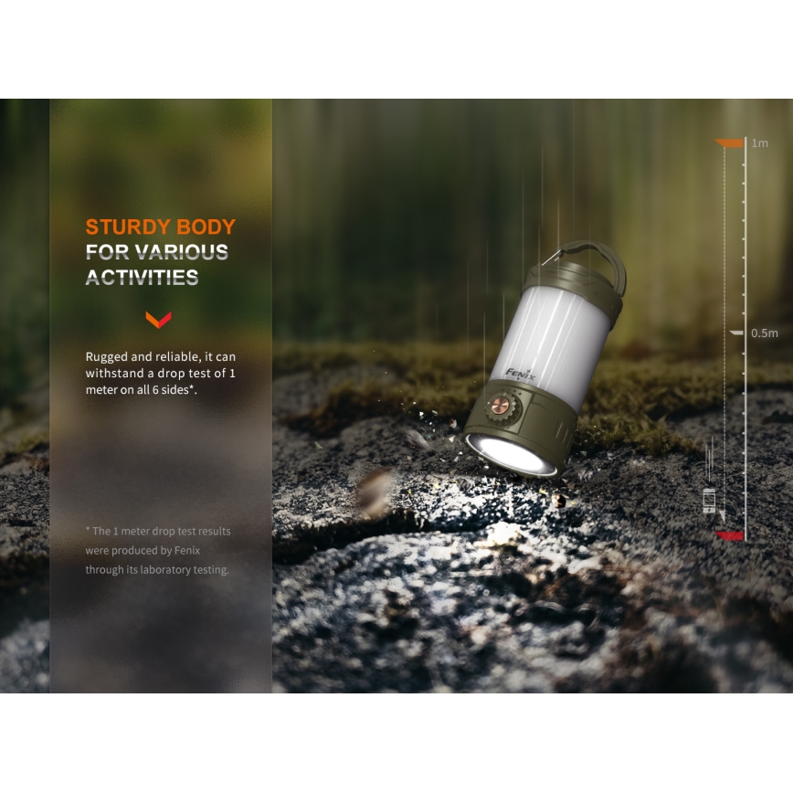 Fenix CL26RPROOLI - LED Dimming φορητό επαναφορτιζόμενο φωτιστικό LED/USB IP66 650 γυαλιστερό 408 h 5000 mAh πράσινο