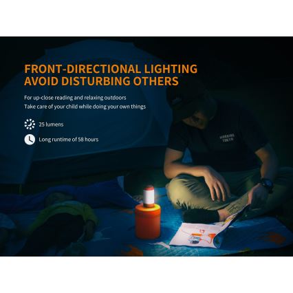 Fenix CL26RRED - LED Dimming φορητό επαναφορτιζόμενο φωτιστικό LED/USB/2xCR123A IP66 400 γυαλιστερό 400 h 2600 mAh πορτοκαλί