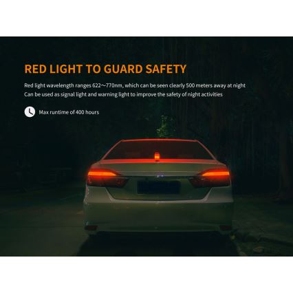 Fenix CL26RRED - LED Dimming φορητό επαναφορτιζόμενο φωτιστικό LED/USB/2xCR123A IP66 400 γυαλιστερό 400 h 2600 mAh πορτοκαλί