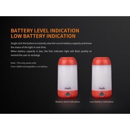 Fenix CL26RRED - LED Dimming φορητό επαναφορτιζόμενο φωτιστικό LED/USB/2xCR123A IP66 400 γυαλιστερό 400 h 2600 mAh πορτοκαλί