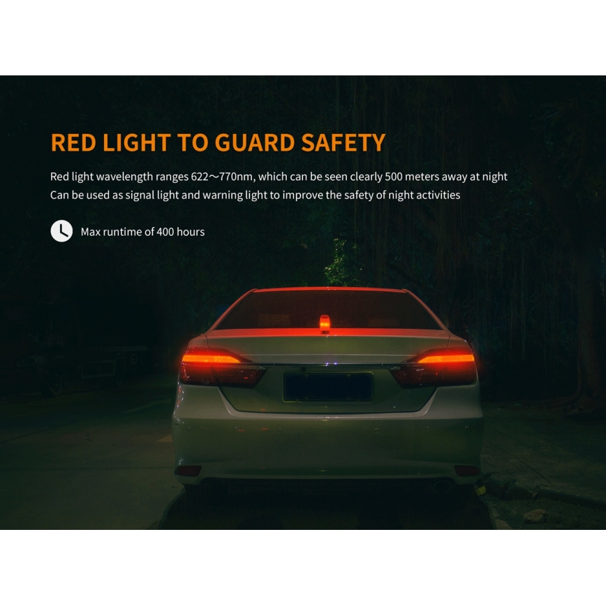Fenix CL26RRED - Φορητός επαναφορτιζόμενος LED φακός με ρύθμιση φωτεινότητας LED/USB/2xCR123A IP66 400 lm 400 ώρες 2600 mAh πορτοκαλί