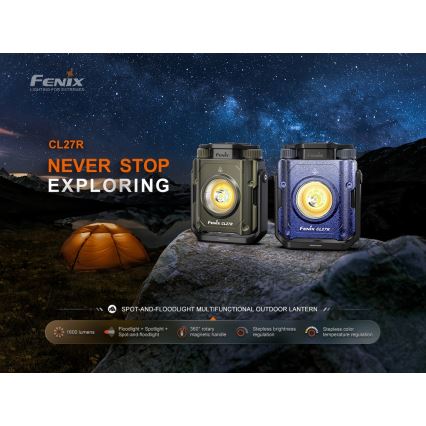 Fenix CL27RGRE - LED Dimming επαναφορτιζόμενο φωστικό LED/USB IP66 1600 γυαλιστερό 285 h 5000 mAh