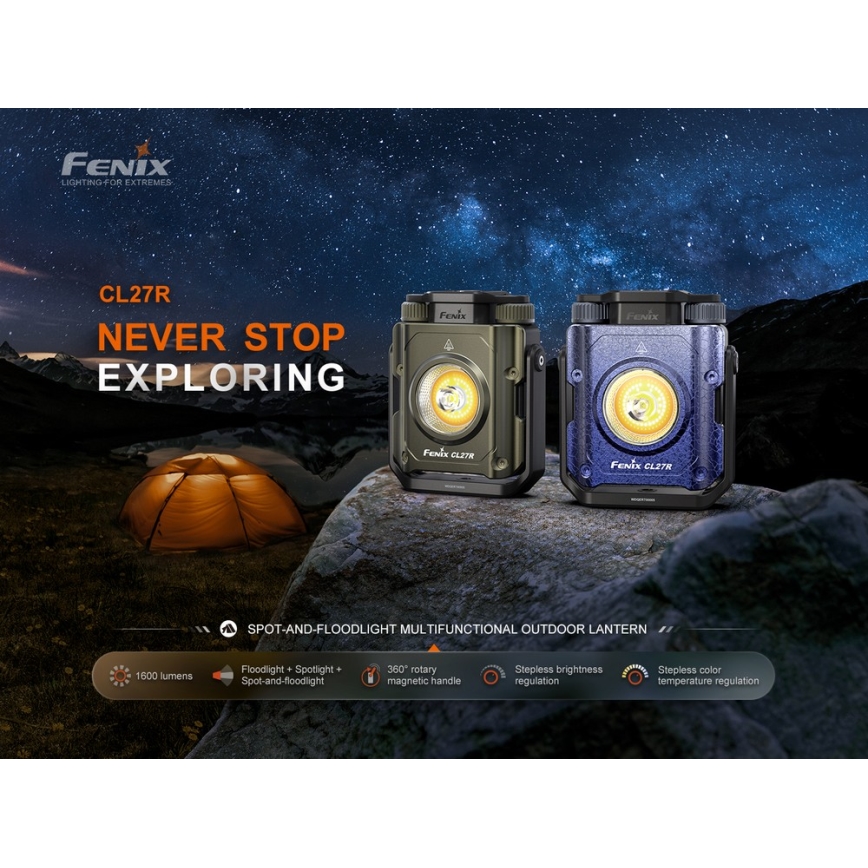 Fenix CL27RGRE - LED Dimming επαναφορτιζόμενο φωστικό LED/USB IP66 1600 γυαλιστερό 285 h 5000 mAh