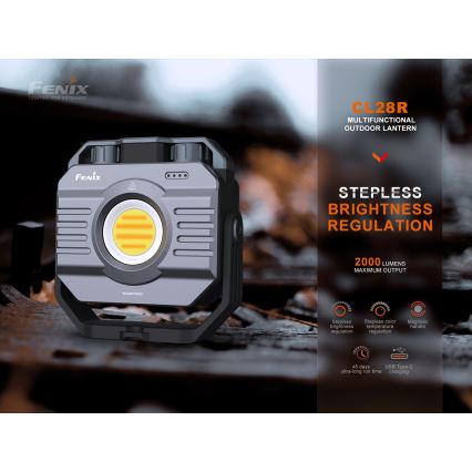 Fenix CL28R - LED Dimming επαναφορτιζόμενος προβολέας με power bank LED/USB IP66 2000 γυαλιστερό 360 h 10000 mAh