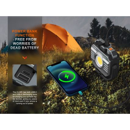 Fenix CL28R - LED Dimming επαναφορτιζόμενος προβολέας με power bank LED/USB IP66 2000 γυαλιστερό 360 h 10000 mAh