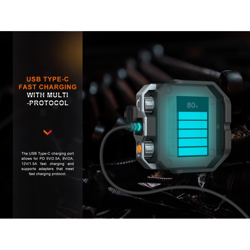 Fenix CL28R - LED Dimming επαναφορτιζόμενος προβολέας με power bank LED/USB IP66 2000 γυαλιστερό 360 h 10000 mAh