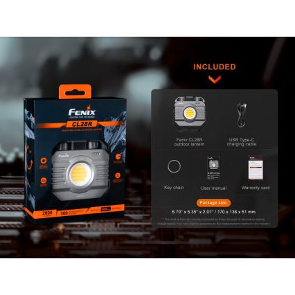 Fenix CL28R - LED Dimming επαναφορτιζόμενος προβολέας με power bank LED/USB IP66 2000 γυαλιστερό 360 h 10000 mAh