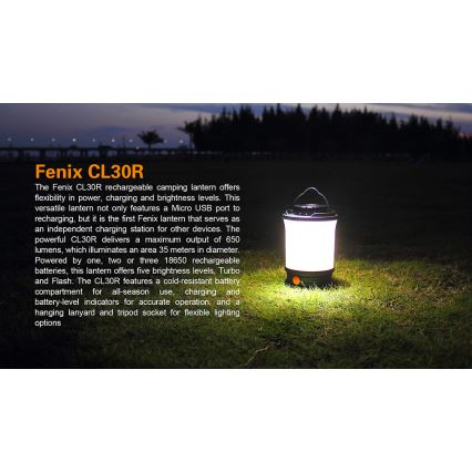 Fenix CL30R - Φορητός επαναφορτιζόμενος φακός LED/USB/6xCR123A IPX7 650 lm 300 ώρες 2600 mAh