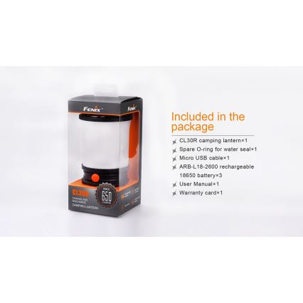 Fenix CL30R - Φορητός επαναφορτιζόμενος φακός LED/USB/6xCR123A IPX7 650 lm 300 ώρες 2600 mAh