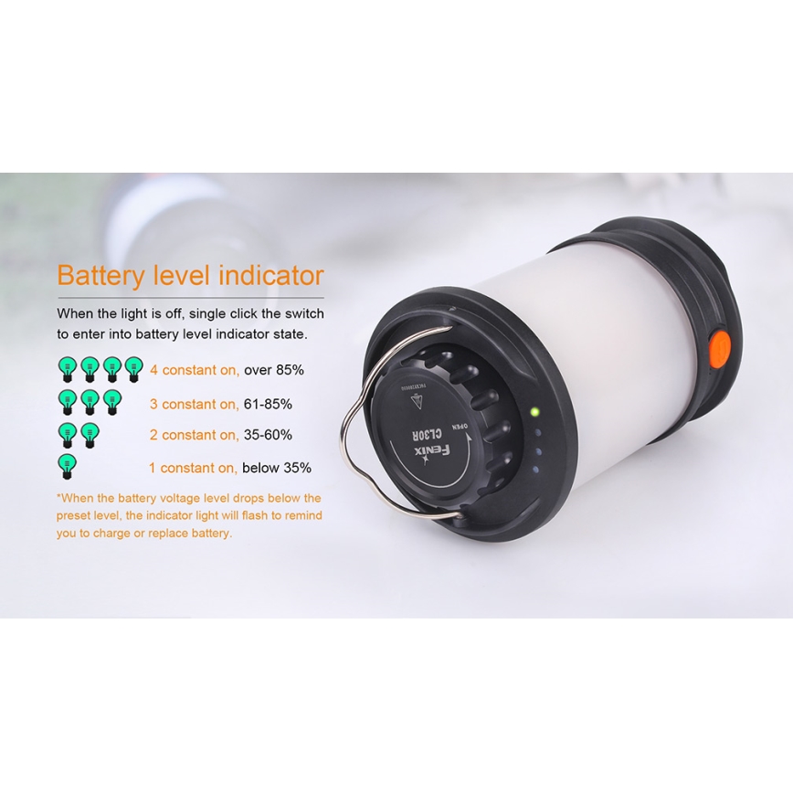 Fenix CL30R - Φορητός επαναφορτιζόμενος φακός LED/USB/6xCR123A IPX7 650 lm 300 ώρες 2600 mAh