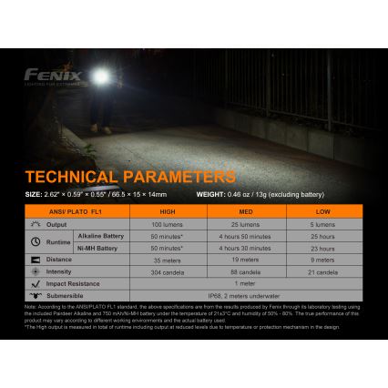 Fenix E01V20BLC - LED Φακός LED/1xAAA IP68 100 lm 25 ώρες