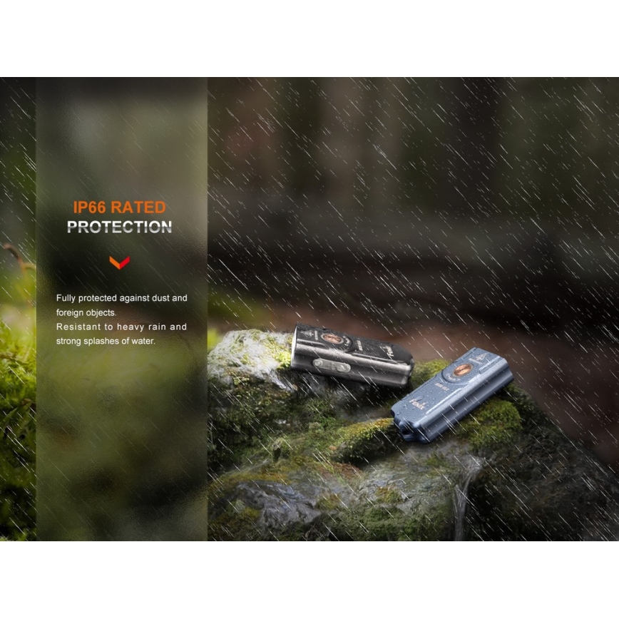 Fenix E03RV20BLU - Επαναφορτιζόμενος φακός LED LED/USB IP66 500 lm 30 h 400 mAh