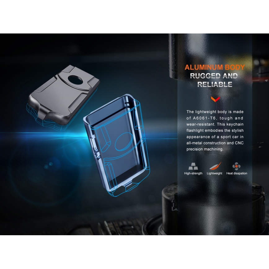 Fenix E03RV20BLU - Επαναφορτιζόμενος φακός LED LED/USB IP66 500 lm 30 h