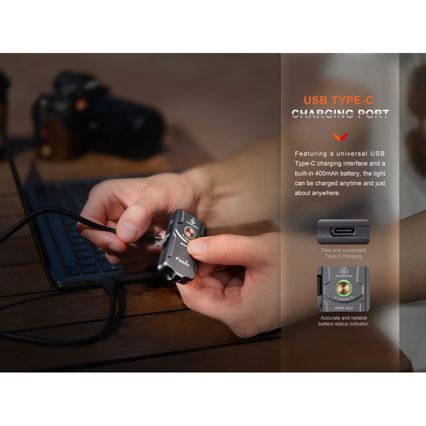 Fenix E03RV20BLU - Επαναφορτιζόμενος φακός LED LED/USB IP66 500 lm 30 h