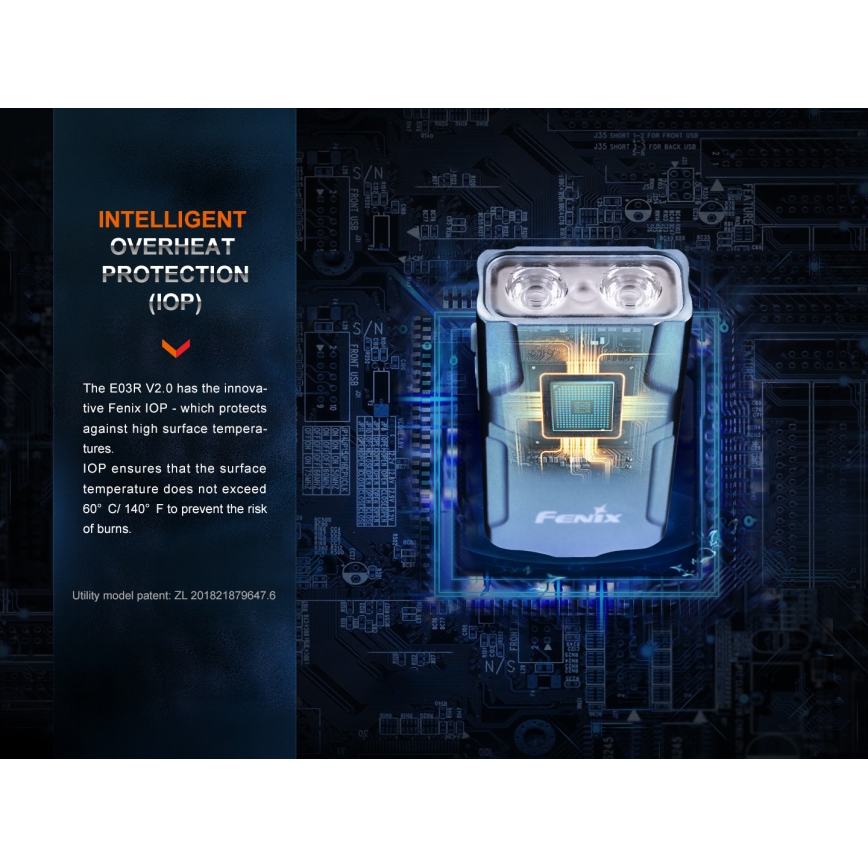 Fenix E03RV20BLU - Επαναφορτιζόμενος φακός LED LED/USB IP66 500 lm 30 h