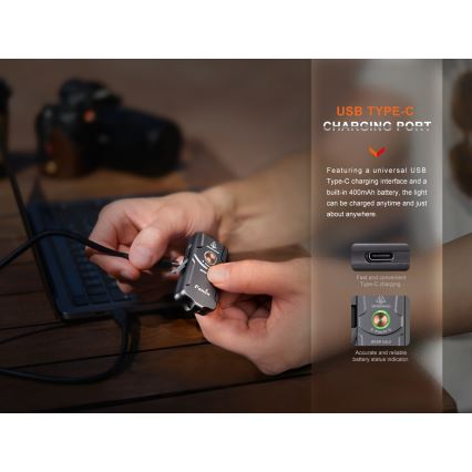 Fenix E03RV20GREY - Επαναφορτιζόμενος φακός LED LED/USB IP66 500 γυαλιστερό 30 h 400 mAh