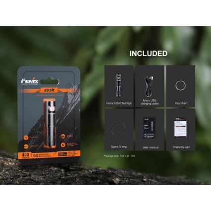 Fenix E05RBLC - LED Επαναφορτιζόμενος φακός LED / USB IP68 400 lm 30 ώρες