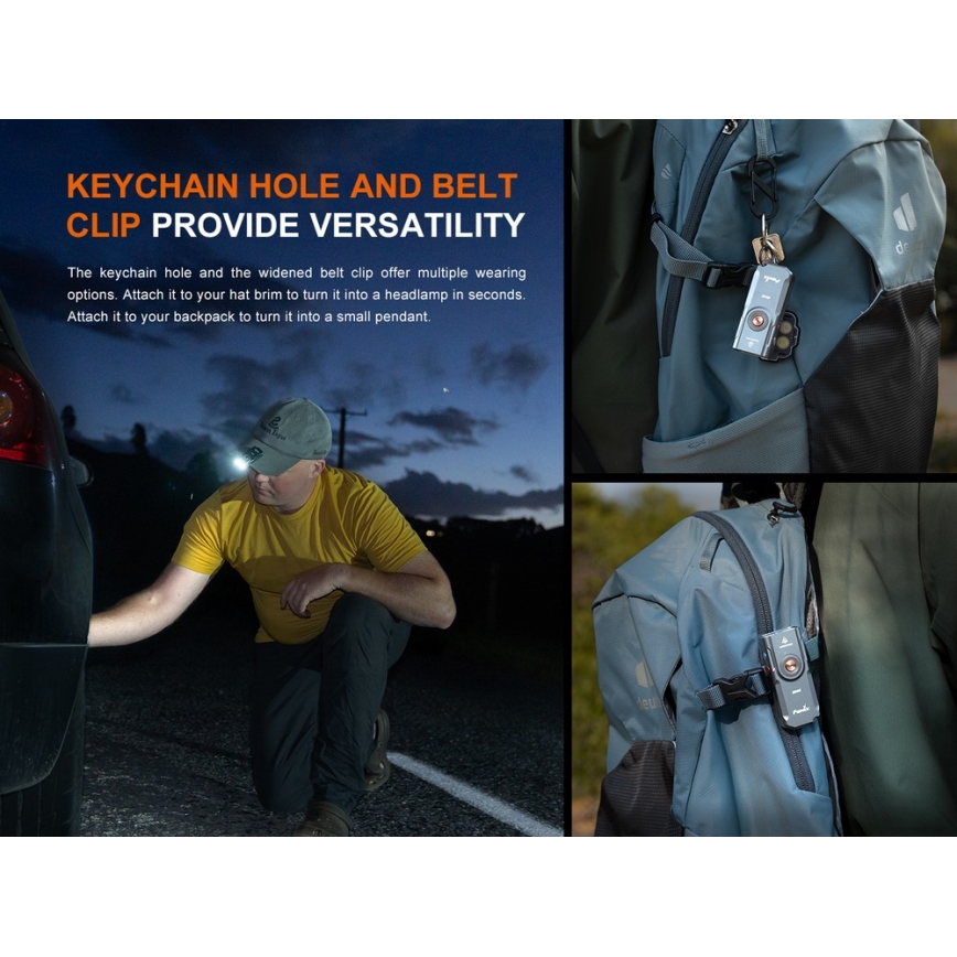 Fenix E06RGRY - LED Dimming επαναφορτιζόμενος φακός UV LED/USB IP66 700 γυαλιστερό 60 h 750 mAh γκρι