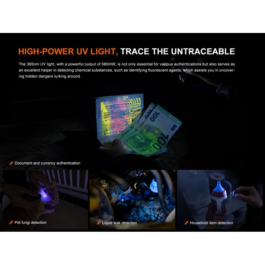 Fenix E06RGRY - LED Dimming επαναφορτιζόμενος φακός LED/USB IP66 700 60 h γκρι