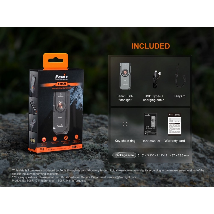 Fenix E06RGRY - LED Dimming επαναφορτιζόμενος φακός LED/USB IP66 700 60 h γκρι