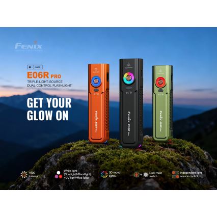 Fenix E06RPROEUOLI - Ρυθμιζόμενος επαναφορτιζόμενος φακός LED/USB 1650 mAh IP66 1600 lm 111 h πράσινος