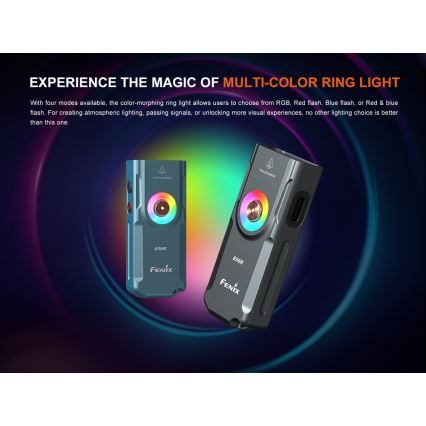 Fenix E06RTKS - LED Dimming επαναφορτιζόμενος φακός UV LED/USB IP66 700 lm 60 h 750 mAh τιρκουάζ