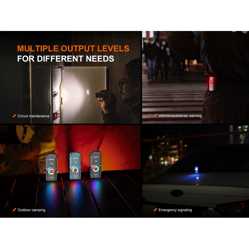 Fenix E06RTKS - LED Dimming επαναφορτιζόμενος φακός UV LED/USB IP66 700 lm 60 h 750 mAh τιρκουάζ