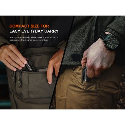 Fenix E12V30 - Ρυθμιζόμενος επαναφορτιζόμενος φακός LED/1xAA 2000 mAh IP68 200 lm 100 h μαύρος