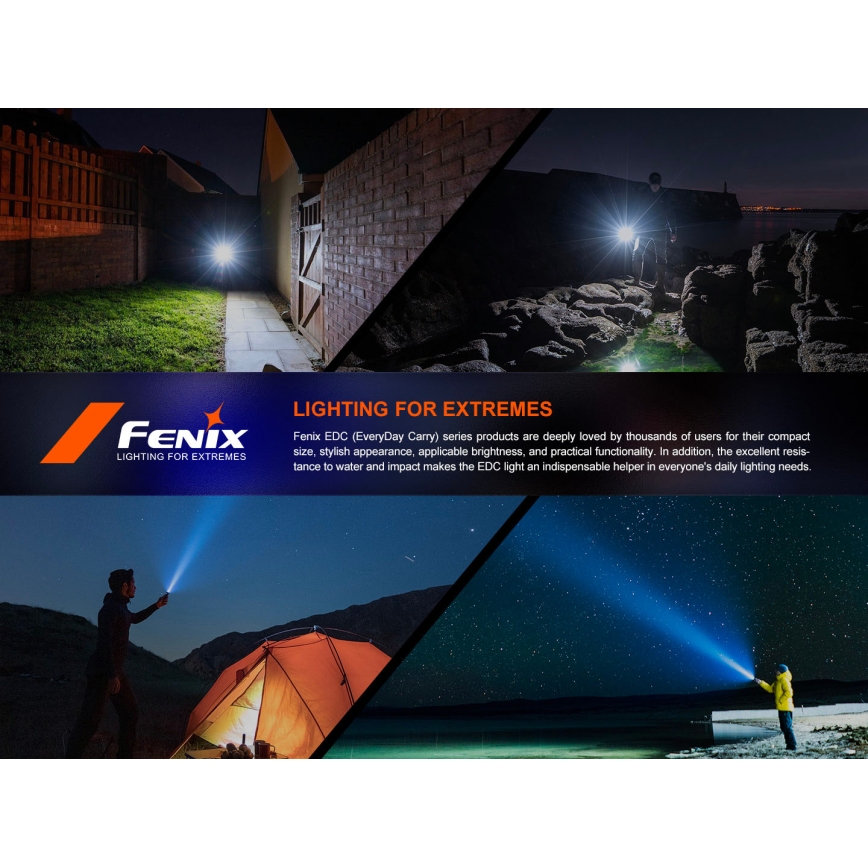 Fenix E18RV20800 - Ρυθμιζόμενος επαναφορτιζόμενος φακός LED/USB/1xCR123A 800 mAh IP68 1200 lm 200 h μαύρος