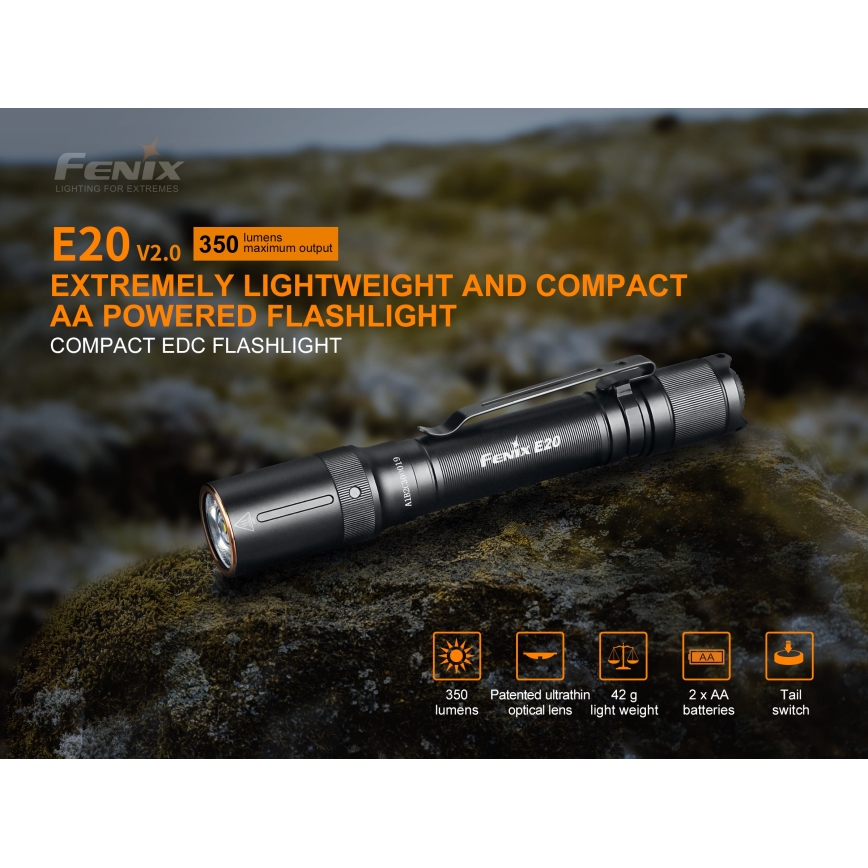 Fenix E20V20 - LED Φακός LED/2xAA IP68 350 lm 200 ώρες