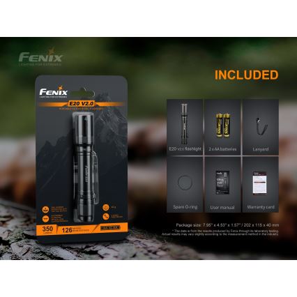 Fenix E20V20 - LED Φακός LED/2xAA IP68 350 lm 200 ώρες