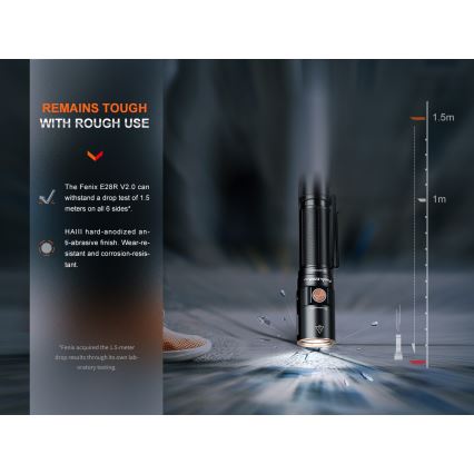 Fenix E28RV20 - LED Dimming επαναφορτιζόμενος φακός LED/USB/2xCR123A IP68 1700 γυαλιστερό 260 h 3400 mAh