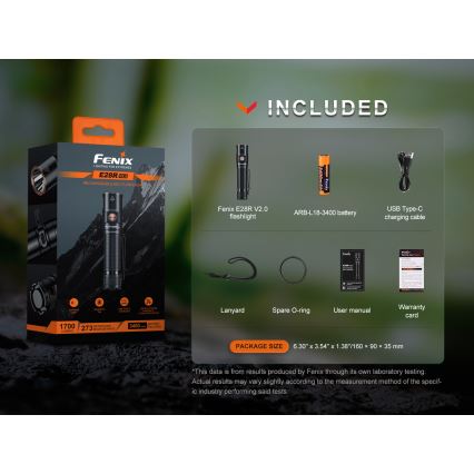 Fenix E28RV20 - LED Dimming επαναφορτιζόμενος φακός LED/USB/2xCR123A IP68 1700 γυαλιστερό 260 h 3400 mAh