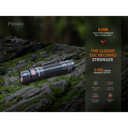 Fenix E35RSETAODS - LED Dimming rechargeable flashlight LED/USB IP68 3100 lm 69 h + diffuser 26,5mm